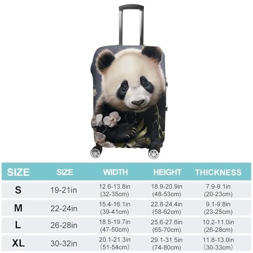 Panda With Flower Luggage Cover Travel Suitcase Covers for Luggage Elastic Carry on Luggage Covers for Suitcase Tsa Approved Washable Luggage Sleeve Protector Fits 18-32 Inch L2