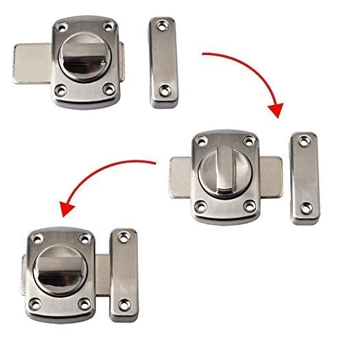 Image of MHS Baby Latch Regulator Type Turn Bolt Lock Rotate Zinc Alloy Superbolt Latch for Bathroom, Glass & Wooden Doors Silver, Black, Antique Finish - with Screws (A. Silver, Pack of 2)