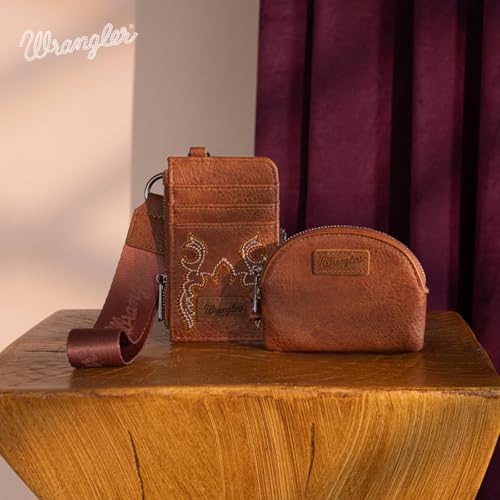 Image of Wrangler Keychain Wristlet Wallets for Women Western Dual Pouch Wristlet Credit Card Holder Wallet