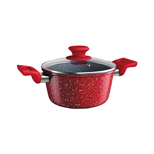 Caçarola 20 cm ColorStone de alumínio com antiaderente e tampa de vidro, Volcano, ALU8556-VO, Euro Home 1 41rDz68WDlL