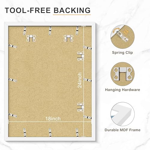 Image of Picrit 18x24 Picture Frame Set of 7, White Poster Frames for Wall