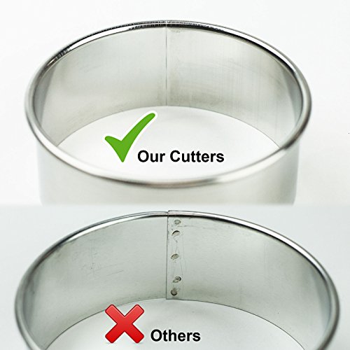 HUJI 11-Piece Stainless Steel Round Pastry Cutter Set - Sizes 1" To 3.5", For Cookies, Pies, Dough