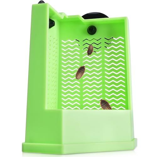 Eckpo Reptile Corner Hunting Bowl - Glass Mount Insect Feeding Box for Reptile with Suction Cup which is Super Tight, Green, 4.72 inch - S Size