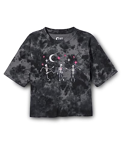 Sugar & Jade Girls' Teen Short Sleeve Oversized Cropped Graphic T-Shirt