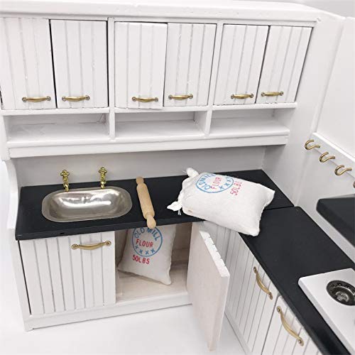 1:12 Scale Kitchen Food Accessories Miniature Flour Bag and Rolling Pin Candy Food Model Pretend Play Bread Making Set Set Dollhouse Ornament Mini Scene Accessories Restaurant