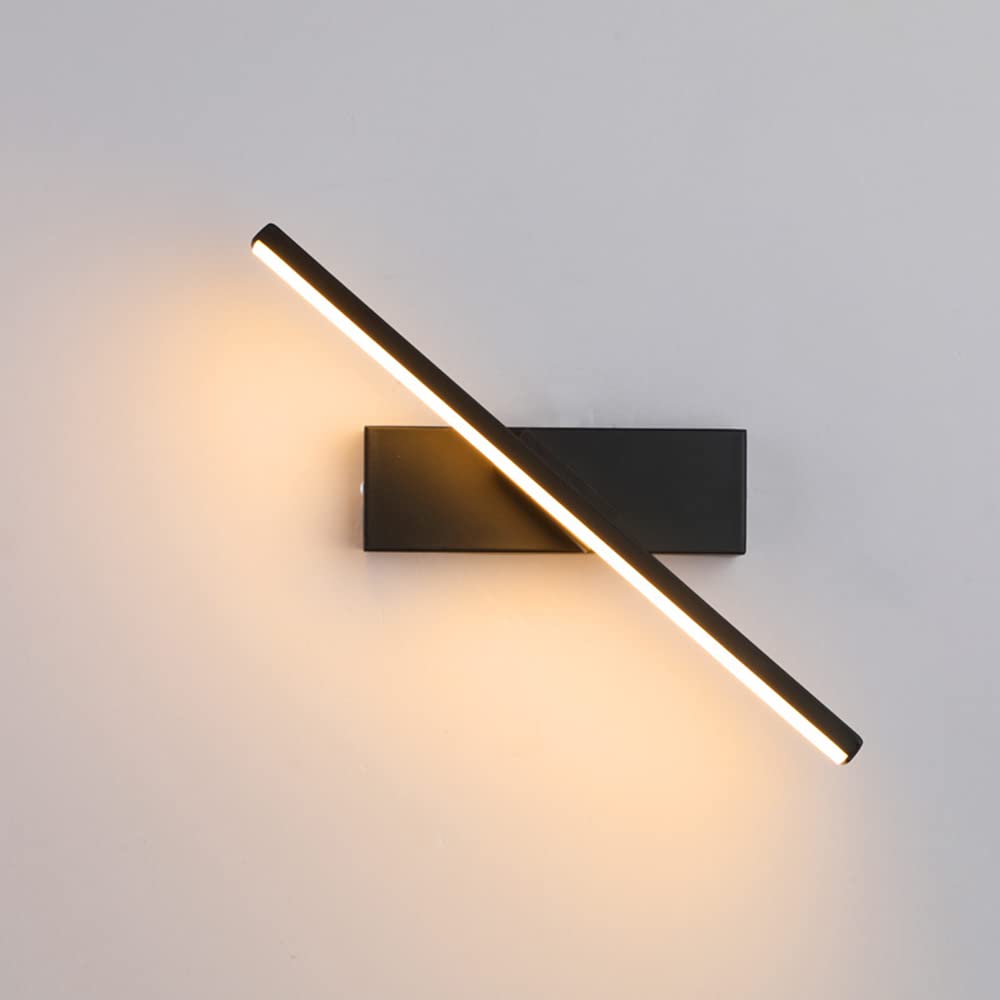 Modern LED Wall Lamp, Minimalist Wall Mount LED Light Bar with 330° Rotatable Light Heads, Home Lighting Fixtures LED Wall Sconce Light for Bedroom Bathroom (Black, Warm Light, 40CM)