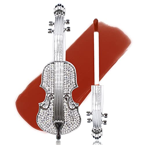 SOVONCARE violin velvet lip gloss,Long Lasting Matte Lipstick, violin lipstick in Velvety Red, Unique Violin Appearance Design Lipstick, Waterproof Durable Mist Liquid Lipstick with Gift Box