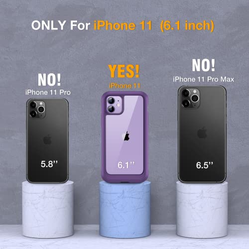 Image of Miracase Glass Series for iPhone 11 Case 6.1 inch, Upgraded Full-Body Rugged Phone Bumper Case Cover with Built-in 9H Tempered Glass Screen Protector and Camera Protector, Purple