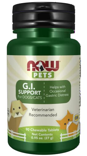 NOW Pet Health, G.I. Support Supplement, Formulated for Cats & Dogs, NASC Certified, 90 Chewable Tablets