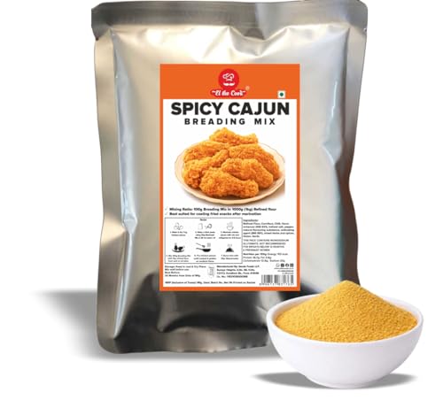 Image of EL The Cook Cajun Breading Mix Concentrate| Mix 1kg with 10kg refined flour| Spicy Crispy Crunchy Fried Chicken Coating| For Restaurants, Cloud Kitchens, QSRs| FSSAI, 1 KG