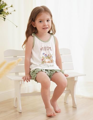 Toddler Girls Clothes Set Cute Summer Playwear Sleeveless T-Shirt and Shorts Baby Girls Outfits 3M-6Years4