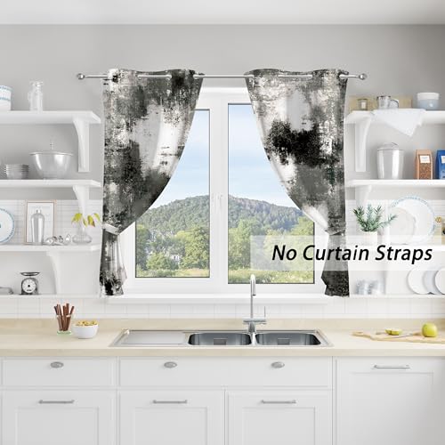 Image of Asuexpect Black Grey Abstract Curtains 2 Panels Abstract Rust Curtain Room Darkening Grommet Window Drapes Modern Decorative Window Treatments for Bedroom Living Room, 26x36 Inches, Black Grey