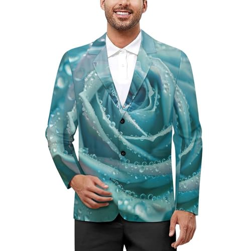 Hipsteres Turquoise Rose Men's Suits Dress Business Formal Suit Print Jackets Coat For Wedding Party