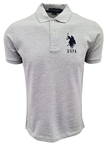 U.S. Polo Assn. Men's Solid Pique Polo Shirt, Light Heather Gray, XL