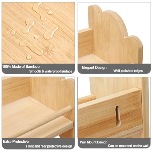 Image of 3-Tier Bamboo Spice Rack, Wall Mount & Countertop Spice Organizer
