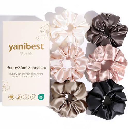 Yanibest Satin Scrunchies - Multicolored Soft Hair Ties Ponytail Holders,