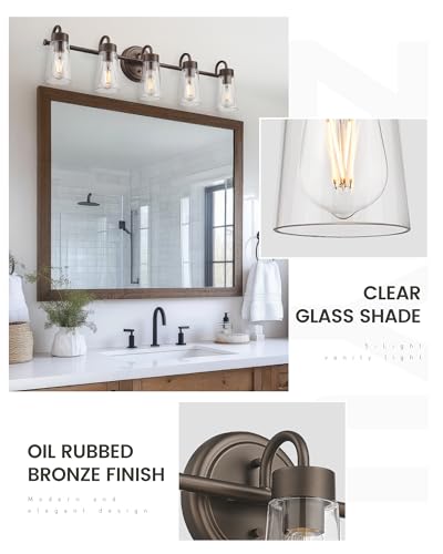 zeyu-33-5-Light-Bathroom-Vanity-Light-Farmhouse-Bathroom-Lighting-Fixture-Oil-Rubbed-Bronze-Finish-with-Clear-Glass-ZTH108B-5W-ORB zeyu 33 5 Light Bathroom Vanity Light Farmhouse Bathroom Lighting Fixture Oil Rubbed Bronze Finish with Clear Glass ZTH108B 5W ORB