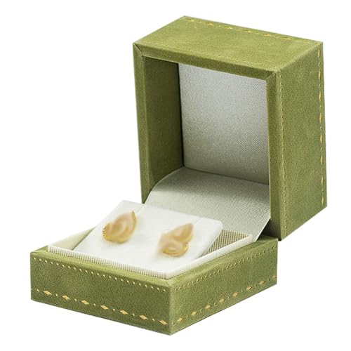 Joyero con borde de oro verde y perlas for anillos, aretes, pulseras, colgantes collares. Presentación en forma perla(50 * 65 * 60mm)