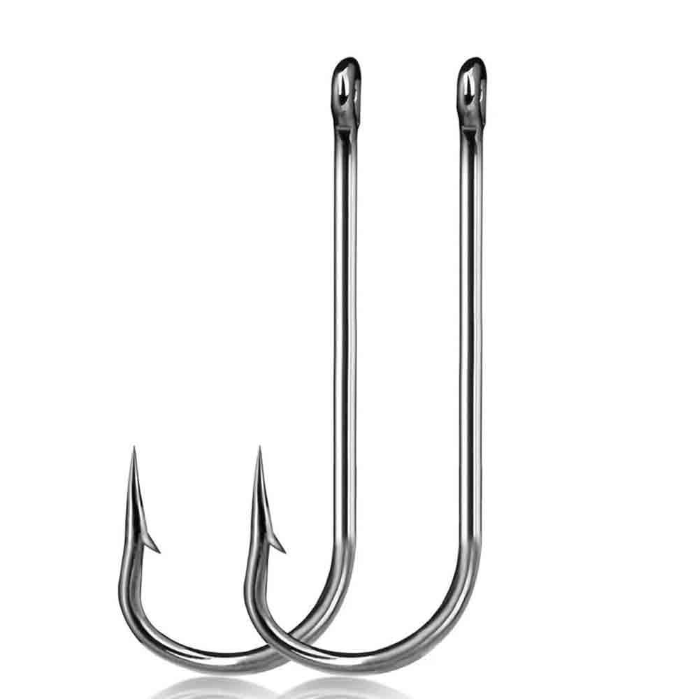 amo da pesca 50 pezzi di ami da pesca a gambo lungo for acqua salata, esche, porta esche, ami for pesce gatto, dentici, ami con ardiglione for attrezzature da pesca, argento ami per pesca a mosca(5)