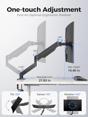 Image of Suptek Single Monitor Mount,Adjustable Gas Spring Monitor Arm Desk Mount Stand Fits 17 20 22 23 24 26 27 32 33 35 36 inch,Holds up to 25 lbs, Black(MD9)
