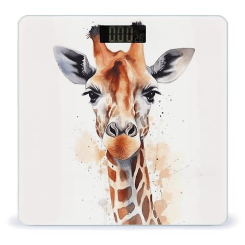 Báscula de baño digital con diseño animal acuarela jirafa miniatura 1
