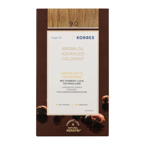 KORRES Argan Oil Colorant – ammoniakfreie Haarfarbe mit Bio-Arganöl Hell-Hellblond 9.0– 100% Grauhaarabdeckung & vegan für ein langanhaltendes Farbergebnis