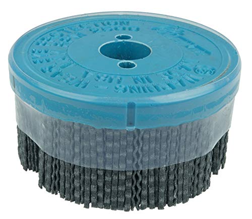 Image of Weiler 85900 4 inch Maximum Density Nylox Disc Brush, 80SC Crimped Rectangular Fill, Banded, Made in The USA