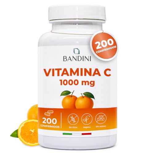 Bandini® Vitamina C 1.000 mg 200 Comprimidos | Suministro para +6 Meses | Para el Sistema Inmunológico, Cansancio y Fatiga | Vit C 100% pura, vegano y sin aditivos, ácido L ascórbico de alta dosis