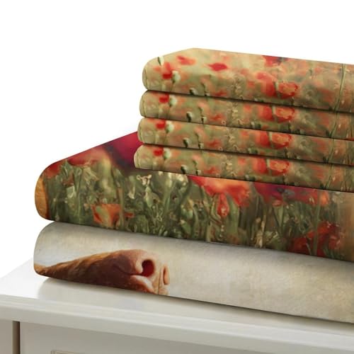 Tableau ancien housse de couette 3D parure lit confortable single - 7