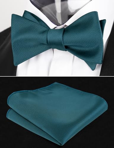 Image of Alizeal Mens 2pcs Solid Self-tied Bow Tie Set | Alizeal Mens 2pcs Self-tied Solid /Animal Bow Tie and Pocket Square Set Perfect for Wedding Business Formal Events