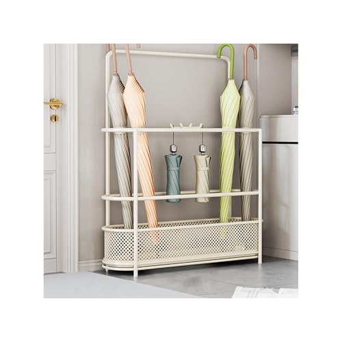 Platzsparender Regenschirmhalter und Aufbewahrungsregal für den Eingangsbereich, stilvolles Abflussgestell für Eingangstür, Korridor und Empfangsmöbel (Weiß, 60 x 50 cm)