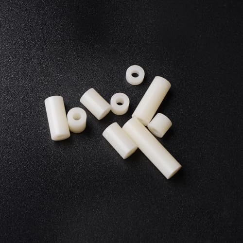 Image of Exqutoo White ABS Round Washers ID 3.2mm, OD 7mm, 3mm 5mm 6mm 8mm 10mm 12mm 15mm 18mm 20mm 25mm Length, Assortment Kit, Non-Threaded, Suitable for M3 Screws Hardware Spacer Bracket