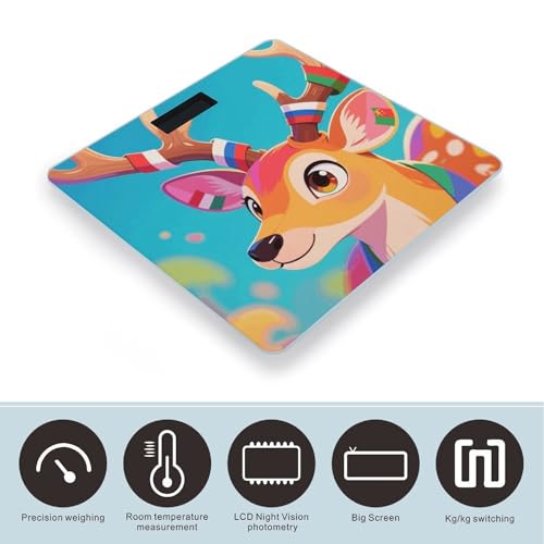Báscula digital para baño con diseño Colorful Deer y bandera nacional miniatura 3