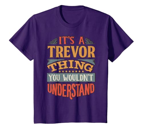 Trevor Name T-Shirt, Youth, Purple, X-Small