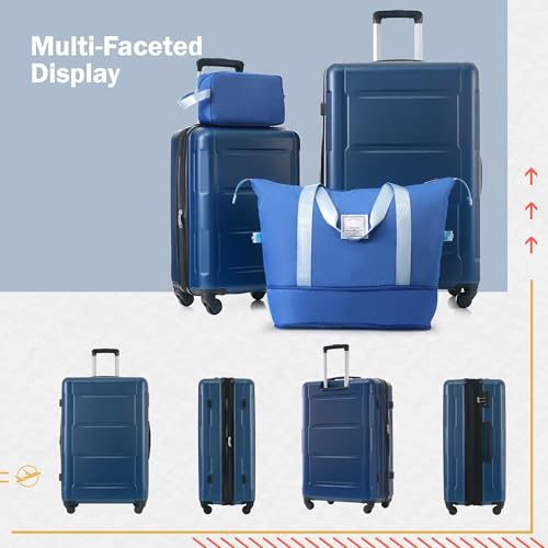 20inch+24inch Blue ABS Hardside Luggage for Women and Men, Lightweight Luggage Suitcases with TSA Lock, Womens Luggage with Spinner Wheels Back to School4