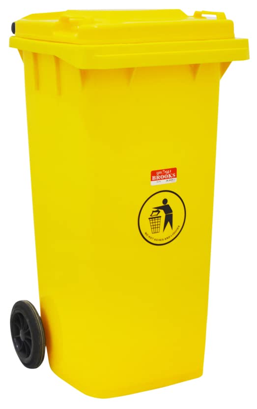Brooks Plastic Waste Trash Garbage Bin 120ltr with Wheel (YELLOW)