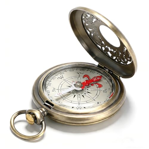 SUNGOOYUE Wanderkompass, Langlebig Stoßfest Wasserdicht Hohles Camping Überlebenswerkzeug aus Messing für die Navigation Im Freien