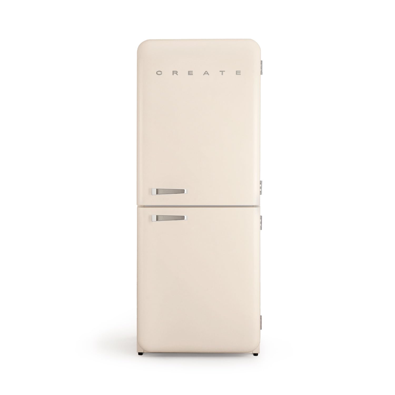 CREATE / RETRO FRIDGE COMBI 185 SILVER/Frigorífico combi blanco roto maneta plata con congelador 401L / 190W. sistema No Frost. 3 estantes. 2 cajones. regulador temperatura. 70x65x185 cm