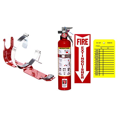 2.5Lb Fire Extinguisher ABC Dry Chemical Strike First with Vehicle Bracket, Sign and Inspection Tag