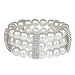ROFIFY Women Crystal Artificial Pearl Silver Bangle Girls Vintage Elegant Rhinestone Wrap Around Stretch Bracelet FJ19