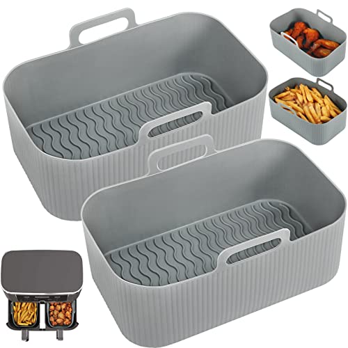 YQL Air Fryer Liners Silicone for Ninja Dual 7.6L Reusable Airfryer Trays