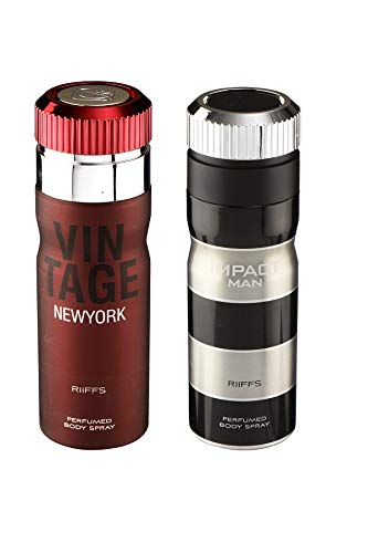 COMBO Riiffs NEWYORK + IMPACT MAN Perfume Deodorant spray 200ml Each (pack of 2)