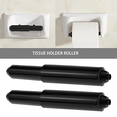 YINETTECH 8Pcs Toilet Paper Holder Roller Replacement Plastic Toilet Paper Frame Spring Loaded Insert Spindle Accessories for Home Toilet Black - Image 2