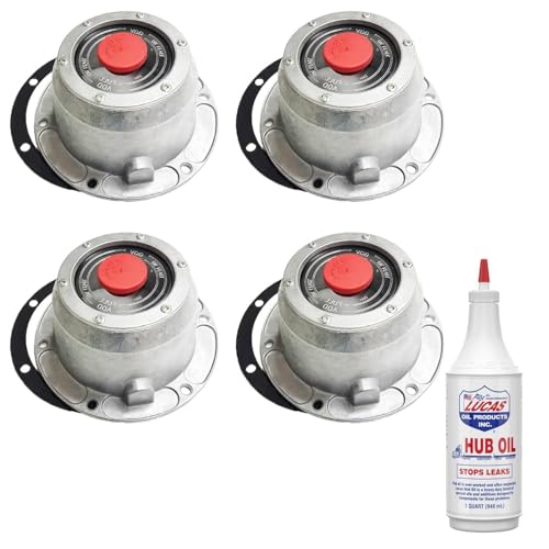 Torque 4 PCS 3434195 Aluminum Hub Caps for Trailer Axle with Extra 1 Quart Hub Oil (Replaces Stemco 343-4195, SKF 1696)