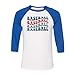 TeesAndTankYou Repeating Baseball Three-Quarter Raglan Sleeve Baseball Shirt Unisex 2X-Large White/Royal