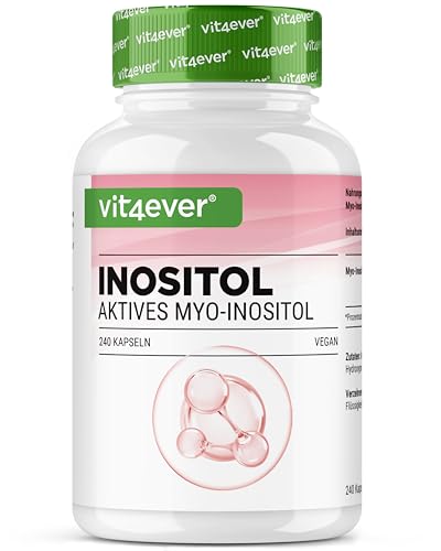 Myo-inositol 1500 mg par jour – 240 gélules véganes à haut dosage – Inositol pur, composant important du métabolisme cellulaire – Sans additifs inutiles