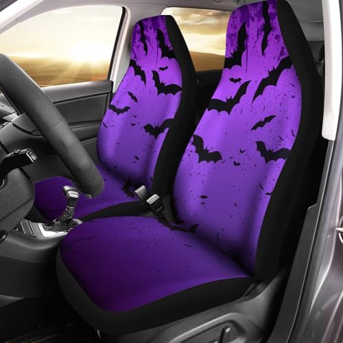 Housse siège avant voiture confortable violette noire motif Halloween auto