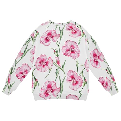 JUNZAN Art Dianthus White Little Girls Sweatshirt Hoodie Long Sleeve Outerwear for Kids Camping 4T2