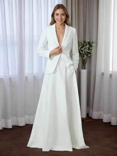 Women's 2 Piece Skirt Suit Set Business Office Work Blazer Dress Dressy One Button Womens Long Skirt4