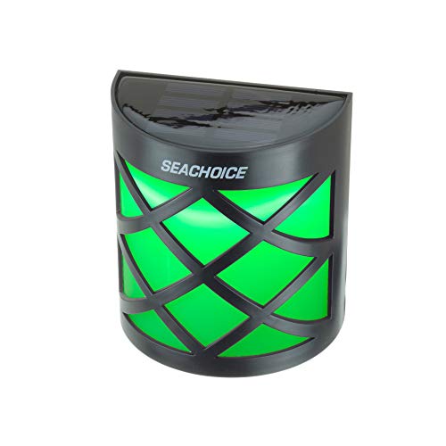 SEACHOICE Dock Light, Solar, Round LED, for Boats/Driveways/Stairs/Pathways, 4 in. W X 4-3/8 in. H X 2 in. D